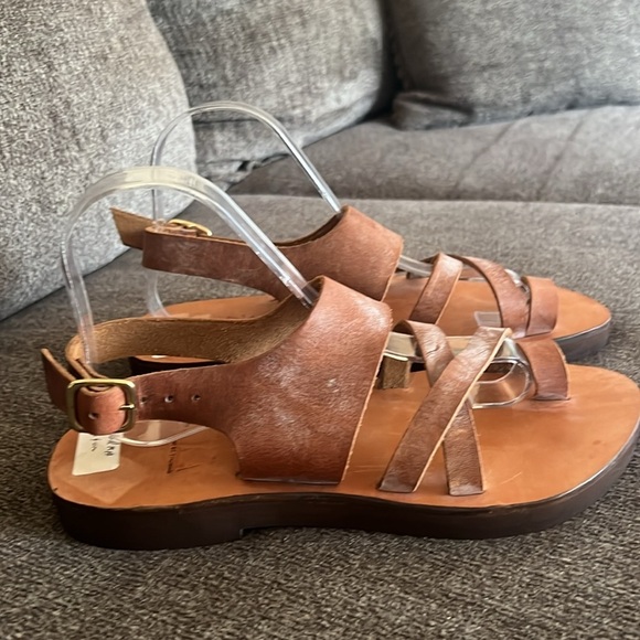Zora by St Thomas Hand Made Brown Leather Sandals Size 8 - Picture 1 of 16